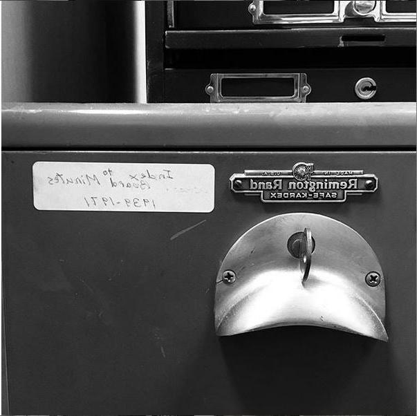 Steel Index card cabinet in black and white
