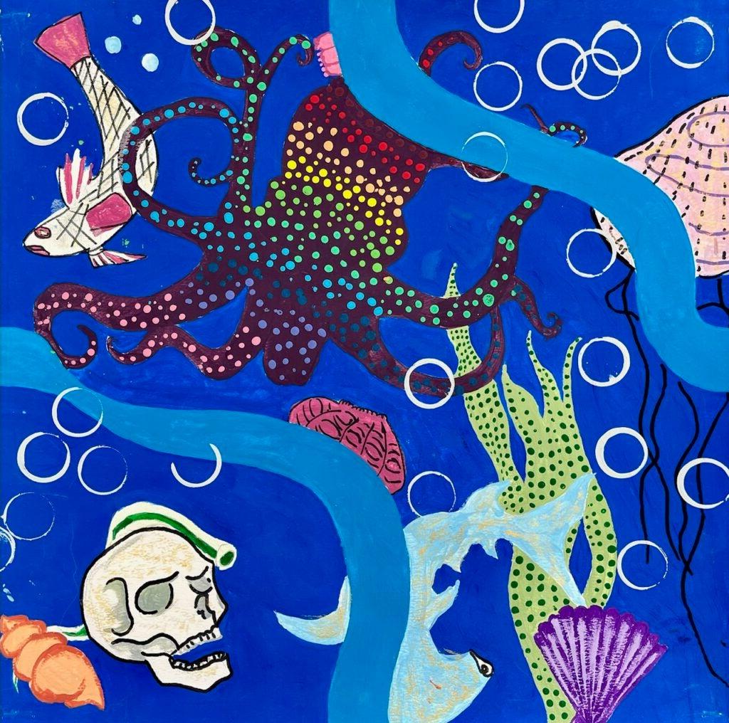 Ashley Melgarejo, 8th Grade, "Underwater Mystery", Painting
